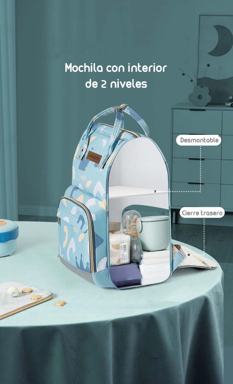 MOCHILA LUBABYCAS PRIAM MATERNAL IMPERMEABLE CON USB GRIS - 4