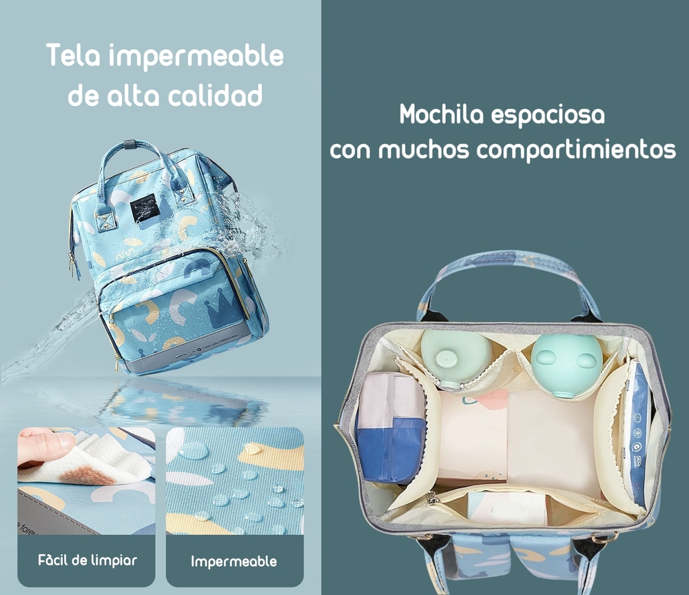 MOCHILA LUBABYCAS PRIAM MATERNAL IMPERMEABLE CON USB GRIS - 5