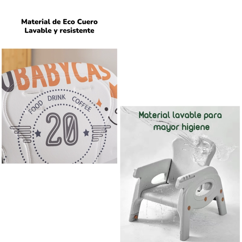 SILLA COMER LUBABYCAS MULTIFUNCIONAL CON RUEDAS ROSADO - 6