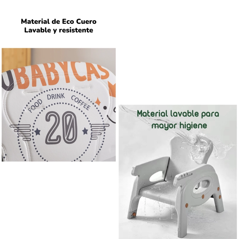SILLA COMER LUBABYCAS MULTIFUNCIONAL CON RUEDAS NARANJO - 6