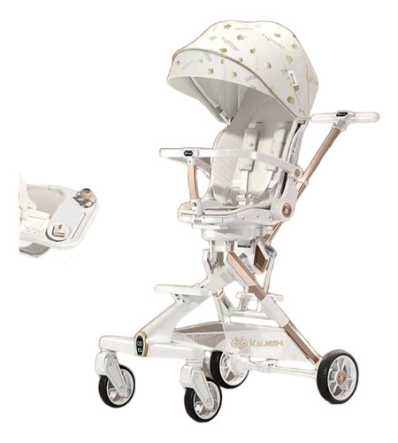COCHE PASEO LUBABYCAS 360° CON MESITA BLANCO - 1