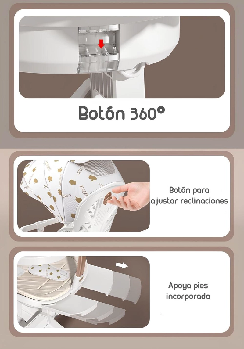 COCHE PASEO LUBABYCAS 360° CON MESITA BLANCO - 3