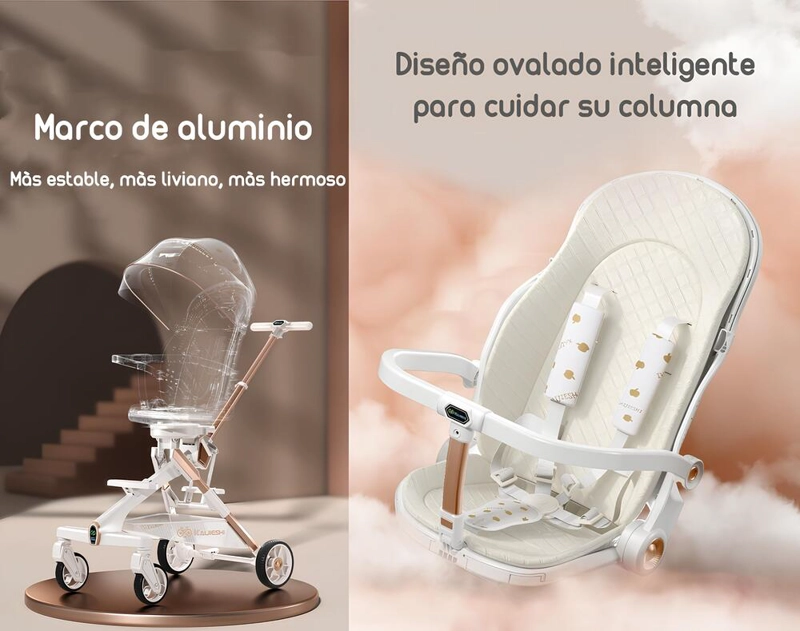 COCHE PASEO LUBABYCAS 360° CON MESITA BLANCO - 4