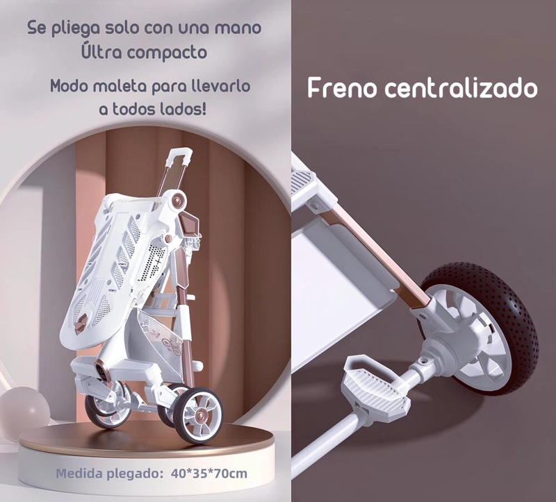 COCHE PASEO LUBABYCAS 360° CON MESITA BLANCO - 8