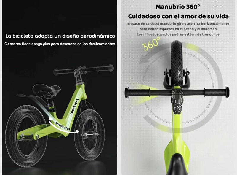 BICICLETA LUBABYCAS EQUILIBRIO APRENDIZAJE 2-8AÑOS VERDE - 5