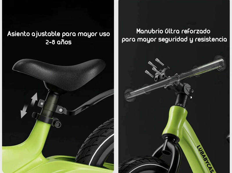 BICICLETA DE EQUILIBRIO APRENDIZAJE 2-8AÑOS LUBABYCAS ROSADA - 3