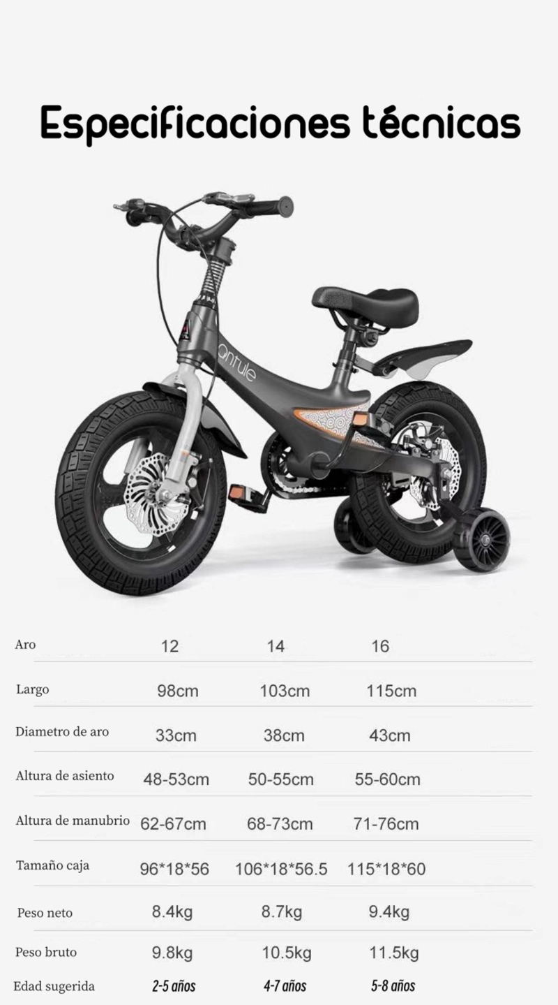 BICICLETA LUBABYCAS ARO 12 INFANTIL 2-5 AÑOS NIÑA ROSADA - 8