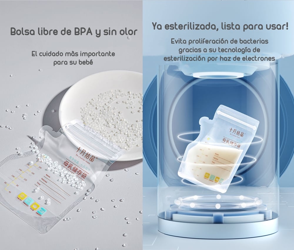 BOLSA PARA LECHE MATERNAL LUBABYCAS BLANCO 108 UNIDADES Y 1 PLUMÓN - 3