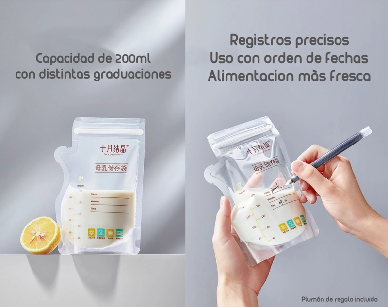 BOLSA PARA LECHE MATERNAL LUBABYCAS BLANCO 108 UNIDADES Y 1 PLUMÓN - 4