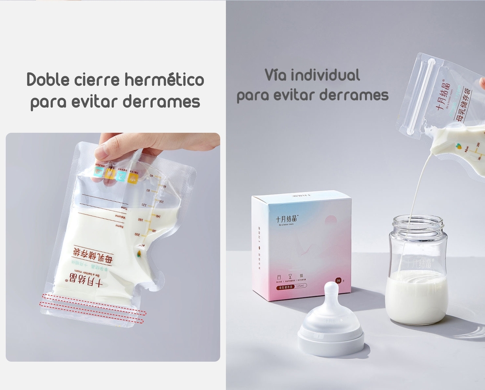 BOLSA PARA LECHE MATERNAL LUBABYCAS BLANCO 108 UNIDADES Y 1 PLUMÓN - 5