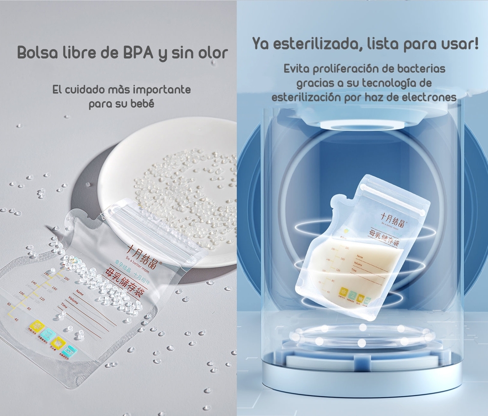 BOLSA PARA LECHE MATERNAL LUBABYCAS BLANCO 36 UNIDADES Y 1 PLUMÓN - 3