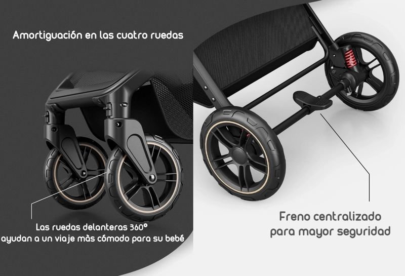 COCHE PASEO LUBABYCAS MODO APEGO Y PANORÁMICO NEGRO - 5