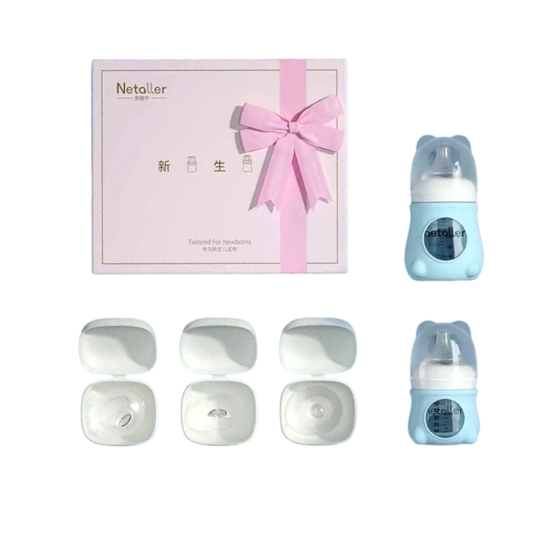 SET LUBABYCAS 2 MAMADERAS CON PROTECTORES 3 CHUPETES CAJA AZUL - 1