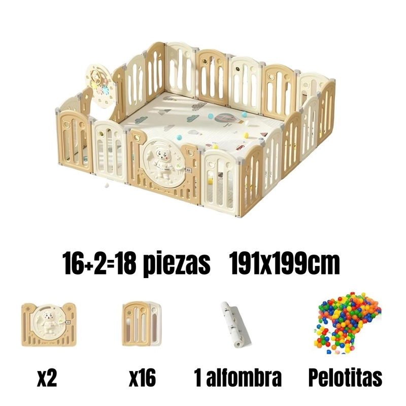 CORRAL LUBABYCAS BEBÉ 191X199 CM CON ACCESORIOS AMARILLO - 2