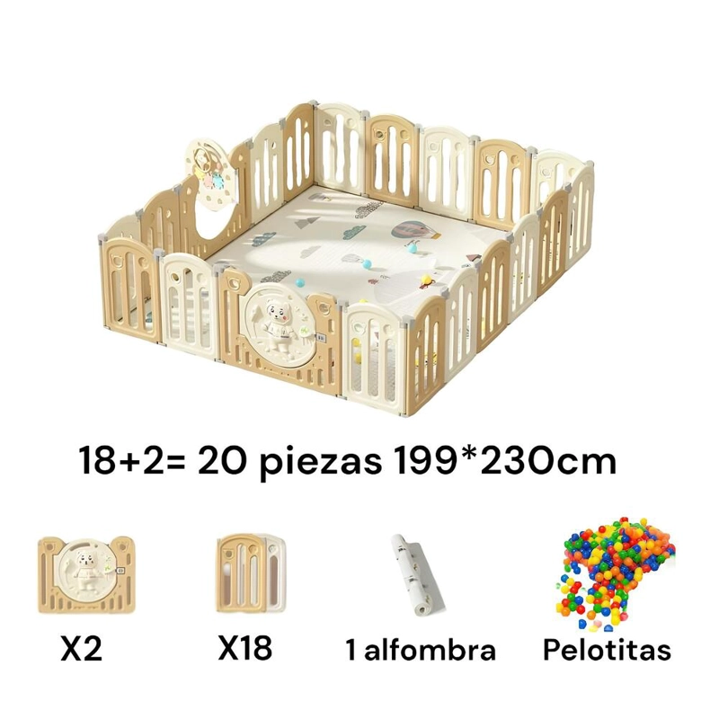 CORRAL LUBABYCAS BEBÉ 199X230 CM CON ACCESORIOS AMARILLO - 2