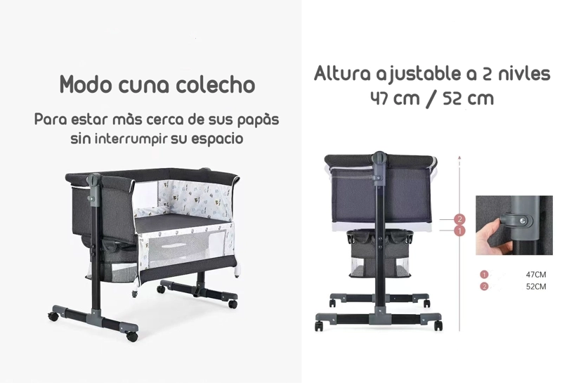 CUNA COLECHO CON MUDADOR Y ACCESORIOS LUBABYCAS GRIS - 3