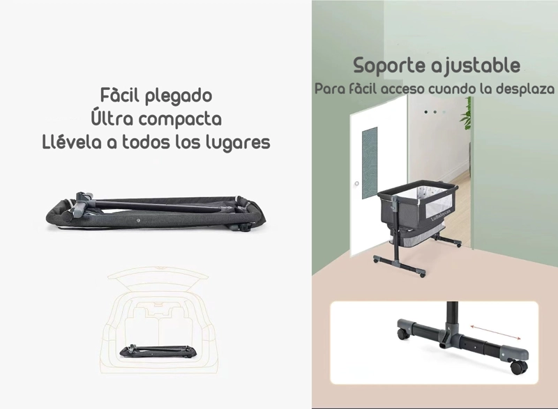 CUNA COLECHO CON MUDADOR Y ACCESORIOS LUBABYCAS GRIS - 4