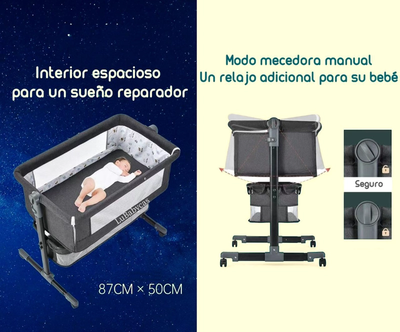 CUNA COLECHO CON MUDADOR Y ACCESORIOS LUBABYCAS GRIS - 5