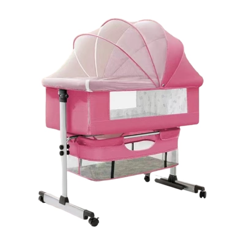 CUNA COLECHO LUBABYCAS COCO ACERO INOXIDABLE ROSADA CON MUDADOR Y ACCESORIOS - 1