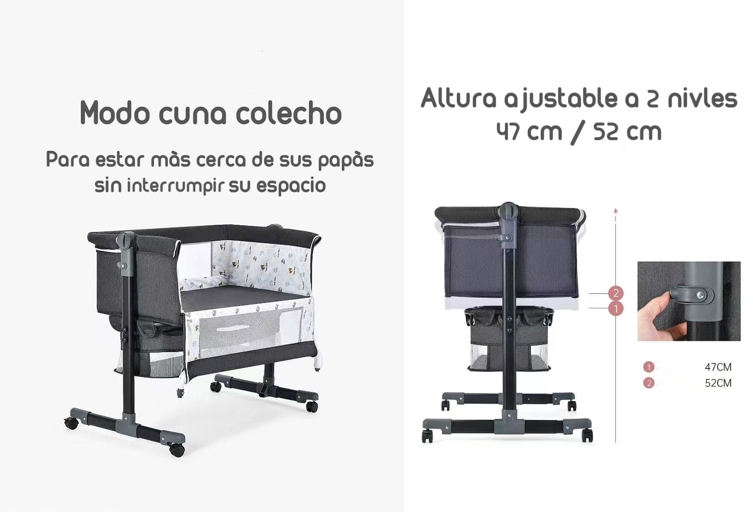 CUNA COLECHO CON MUDADOR Y ACCESORIOS LUBABYCAS CAFE - 4