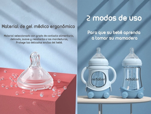 MAMADERAS LUBABYCAS CON CHUPETES Y PROTECTOR ROSADO - 3