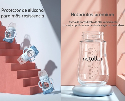 MAMADERAS LUBABYCAS CON CHUPETES Y PROTECTOR ROSADO - 8