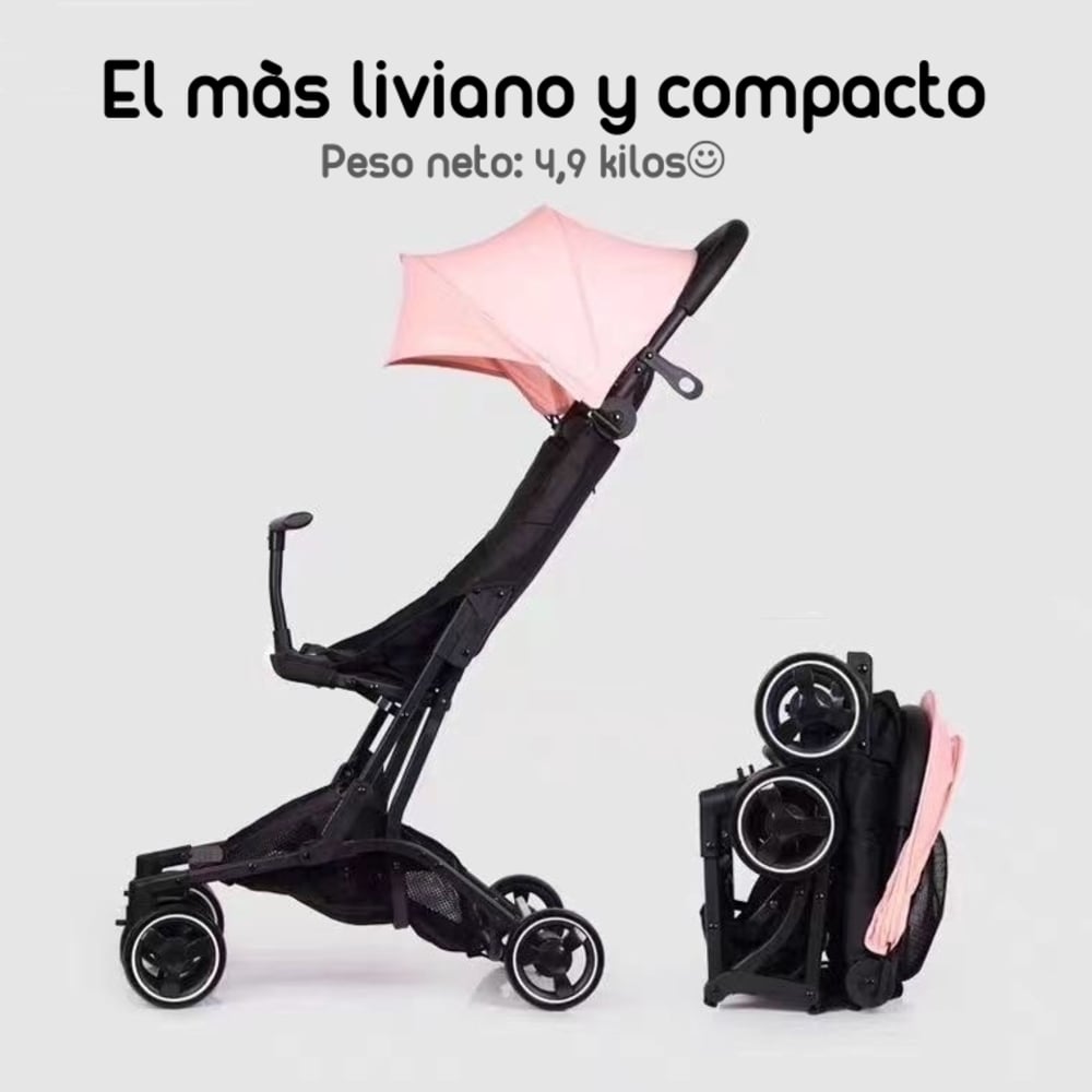 COCHE PASEO LUBABYCAS PREMIUM ÚLTRA COMPACTO ROSADO - 2
