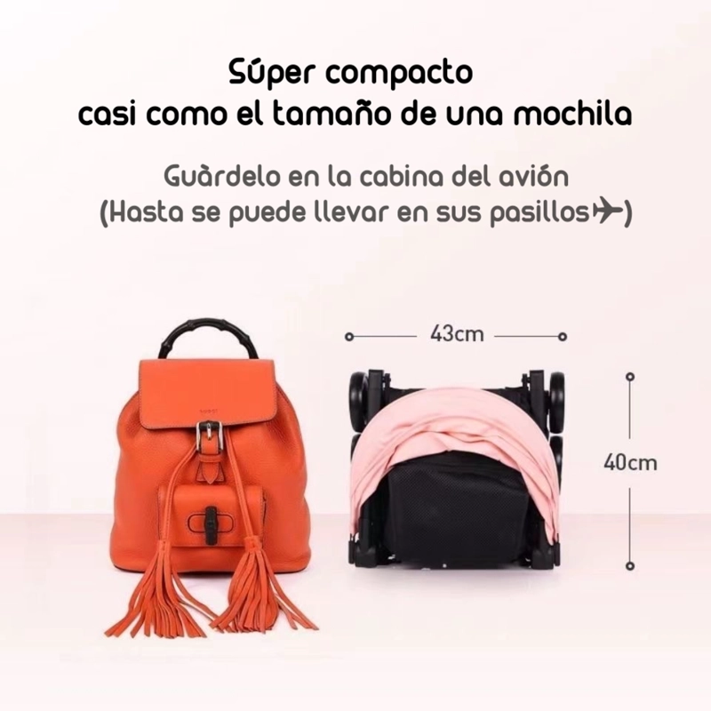 COCHE PASEO LUBABYCAS PREMIUM ÚLTRA COMPACTO ROSADO - 3