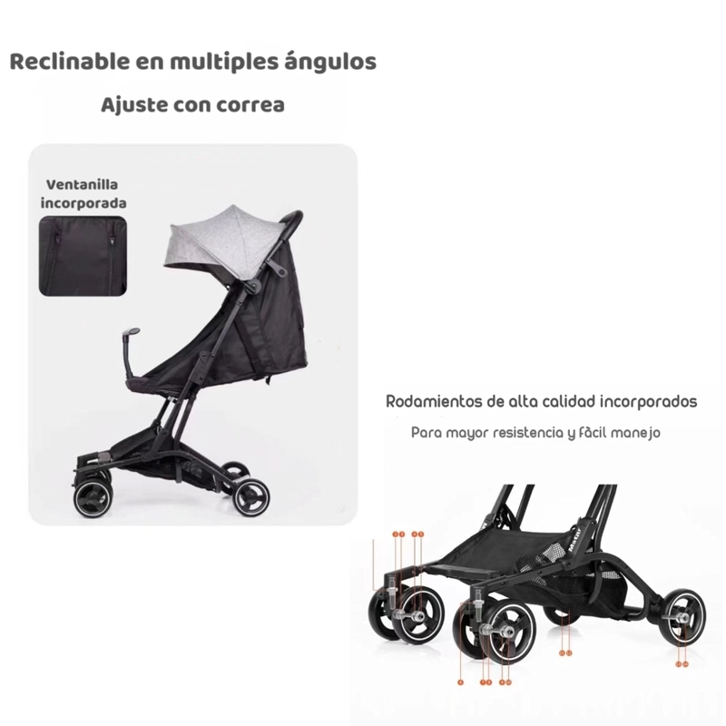 COCHE PASEO LUBABYCAS PREMIUM ÚLTRA COMPACTO NEGRO - 5
