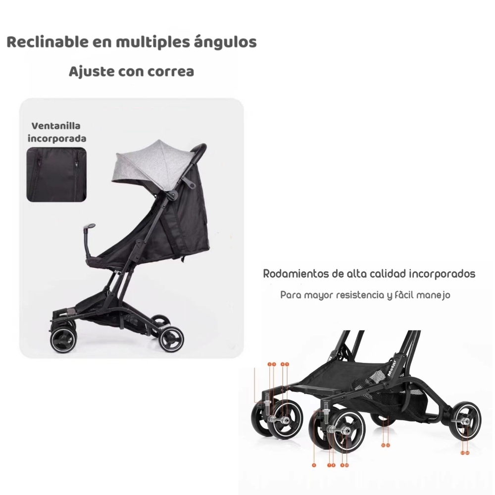 COCHE PASEO LUBABYCAS PREMIUM ÚLTRA COMPACTO NEGRO - 5