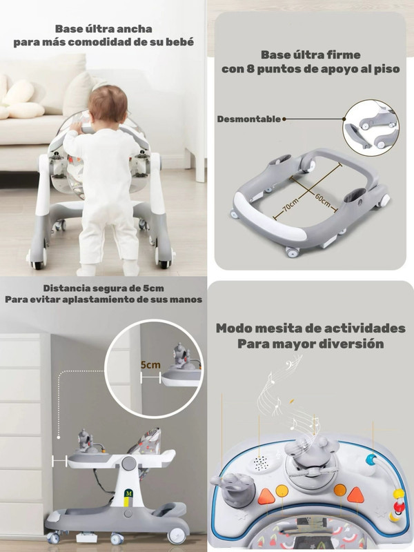 ANDADOR CAMINADOR LUBABYCAS 5 EN 1 CON APOYA PIES ROJO - 6