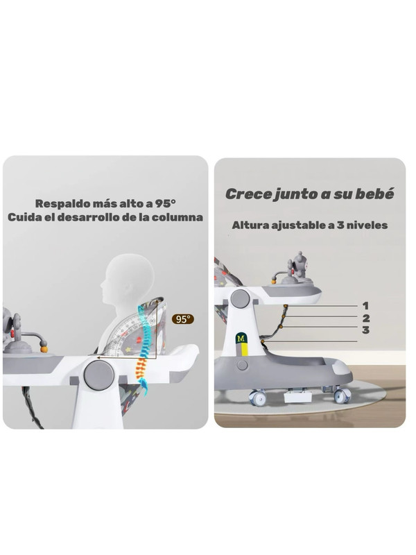 ANDADOR CAMINADOR LUBABYCAS 5 EN 1 CON APOYA PIES ROJO - 7
