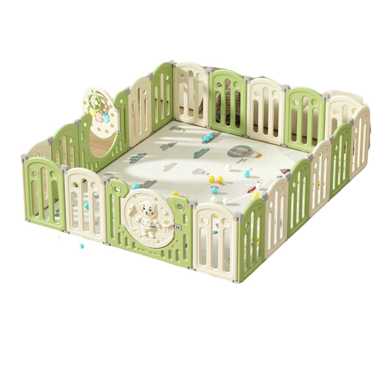 CORRAL LUBABYCAS ARMADO MULTIPOSICIONES ACCESORIOS 199*230 CM VERDE - 1