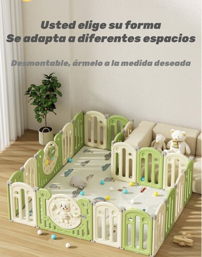 CORRAL LUBABYCAS ARMADO MULTIPOSICIONES ACCESORIOS 199*230 CM VERDE - 4