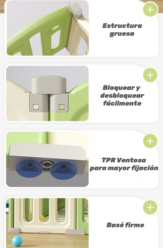 CORRAL LUBABYCAS ARMADO MULTIPOSICIONES ACCESORIOS 199*230 CM VERDE - 6