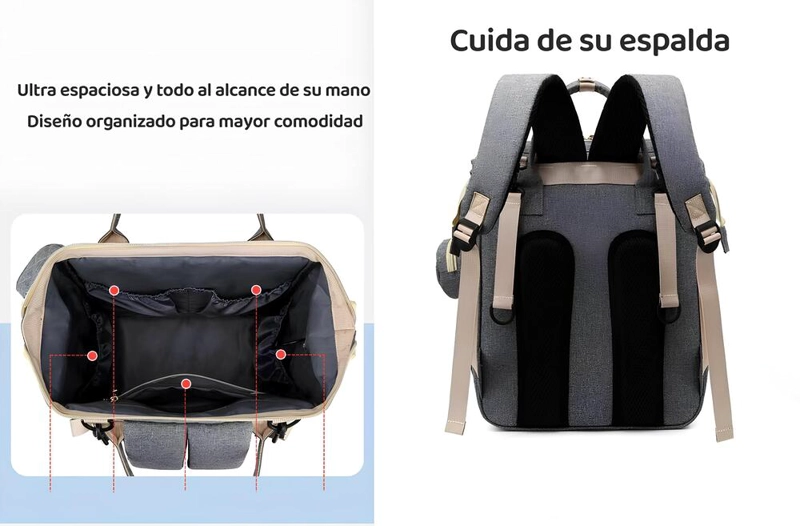 MOCHILA LUBABYCAS MATERNAL IMPERMEABLE CON ACCESORIOS ROSADO - 8