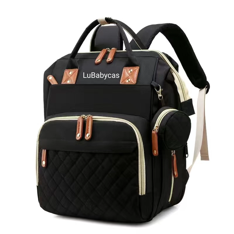 MOCHILA LUBABYCAS MATERNAL IMPERMEABLE CON ACCESORIOS NEGRO - 1