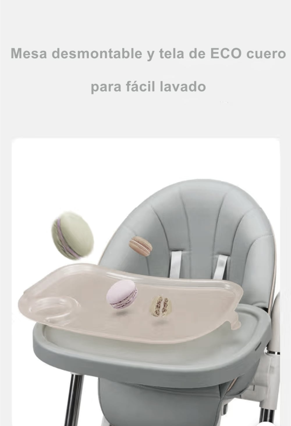 SILLA COMER LUBABYCAS PLEGABLE CON RUEDAS GRIS - 4