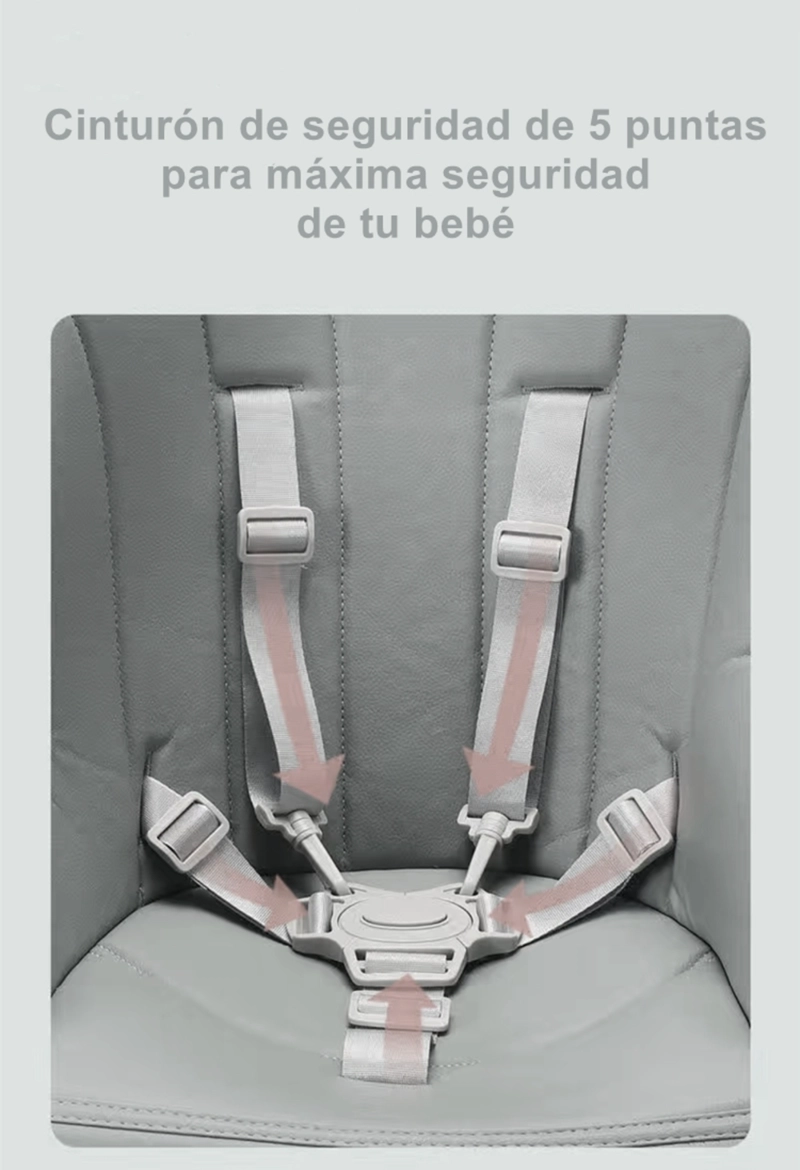 SILLA COMER LUBABYCAS PLEGABLE CON RUEDAS GRIS - 5