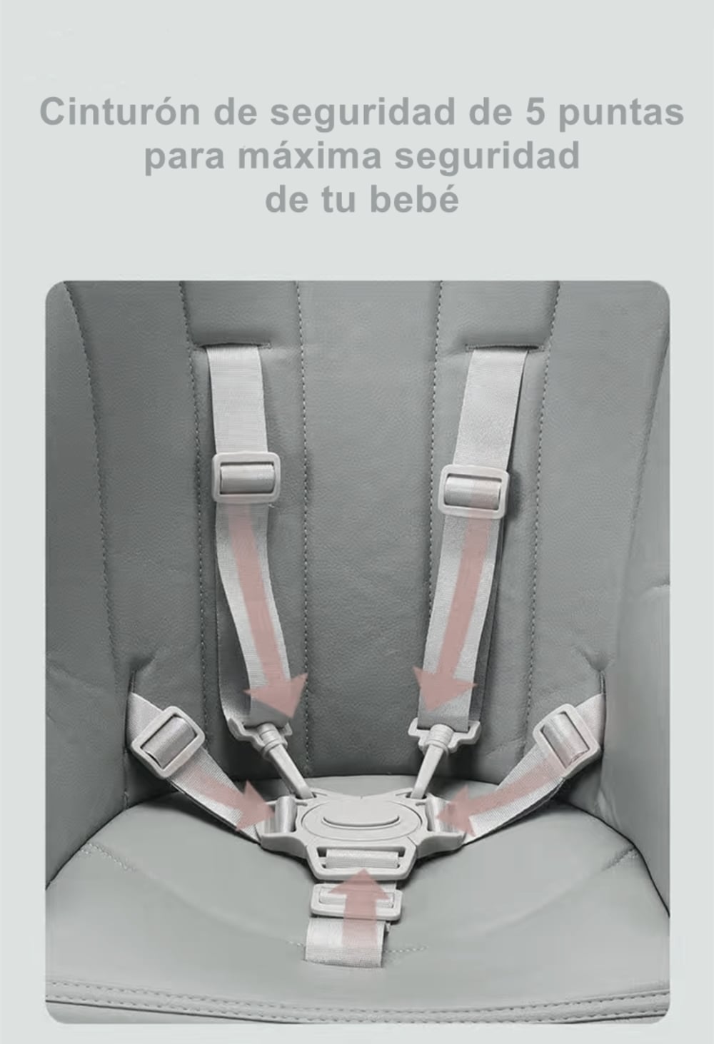 SILLA COMER LUBABYCAS PLEGABLE CON RUEDAS GRIS - 5