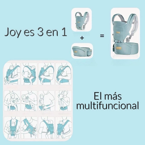 PORTABEBÉ LUBABYCAS ERGONÓMICO MULTIFUNCIONAL 3 EN 1 MENTA - 6