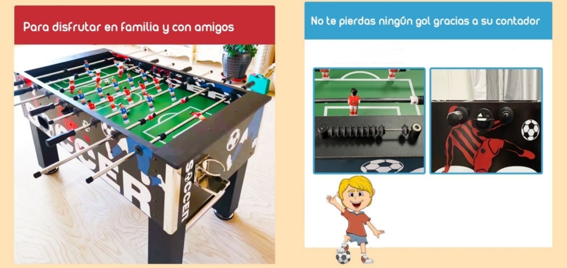 TACA TACA DE FUTBOL MADERA 140*76CM PREMIUM BY LUBABYCAS - 4
