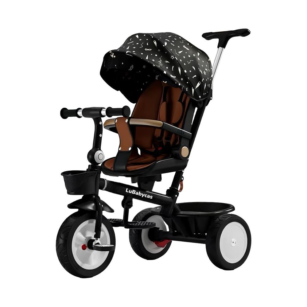 TRICICLO LUBABYCAS 360° MULTIPOSICIONES CON MESITA NEGRO - 1