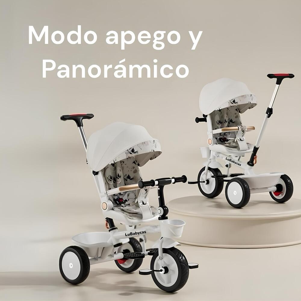 TRICICLO LUBABYCAS 360° MULTIPOSICIONES CON MESITA BLANCO - 2