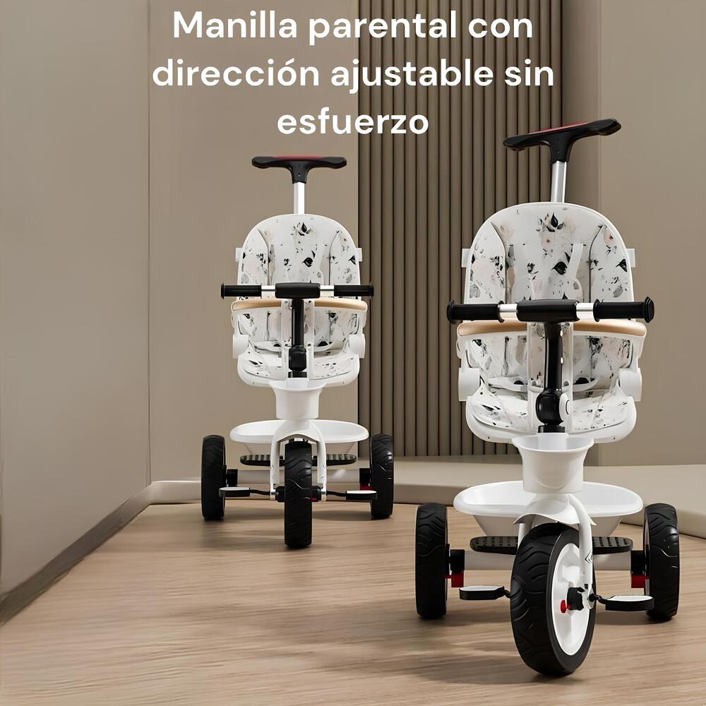 TRICICLO LUBABYCAS 360° MULTIPOSICIONES CON MESITA BLANCO - 4