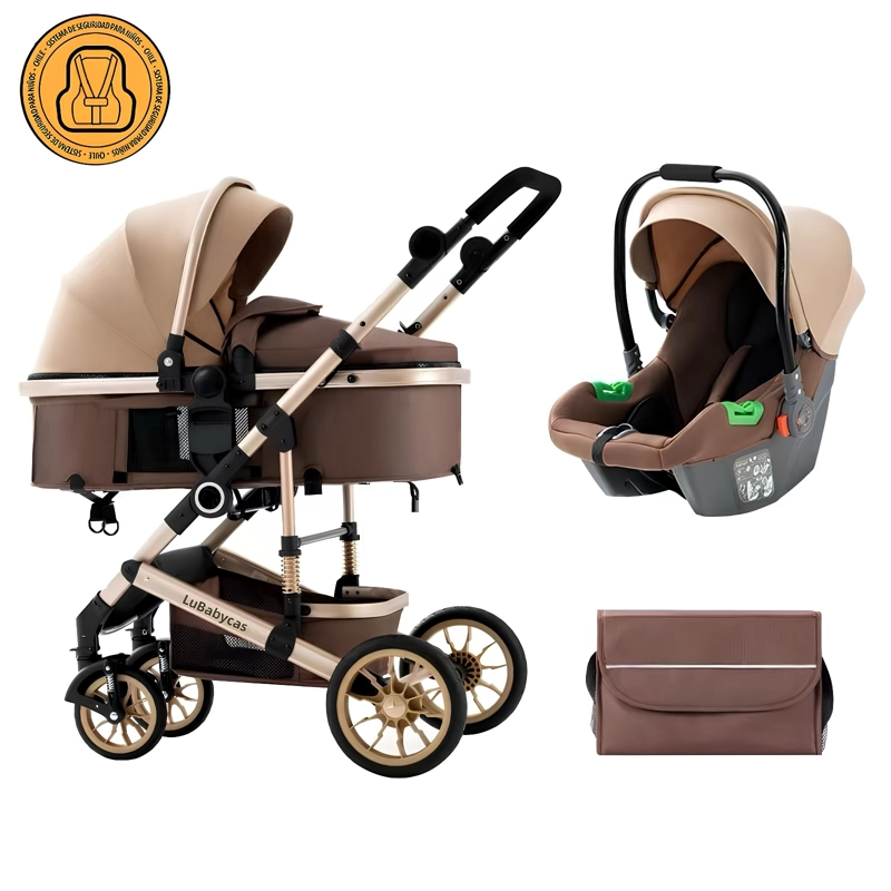 COCHE CUNA LUBABYCAS CON SILLA NIDO Y ACCESORIOS CAFÉ - 1