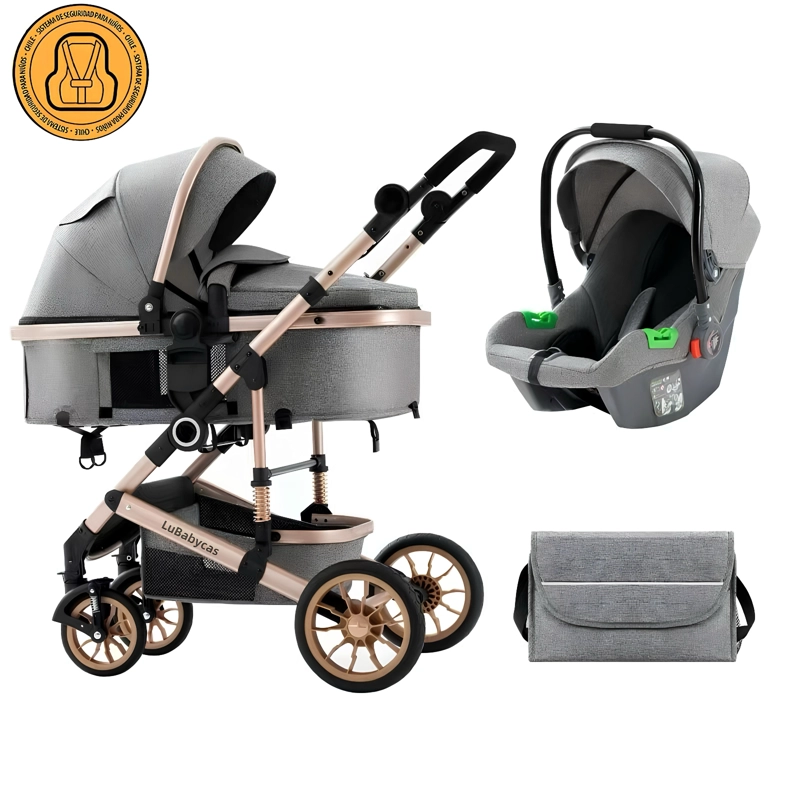 COCHE TRAVEL SYSTEM CON ACCESORIOS MUSSO GRIS LUBABYCAS - 1
