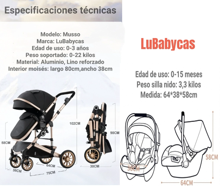 COCHE TRAVEL SYSTEM CON ACCESORIOS MUSSO BURDEOS LUBABYCAS - 8
