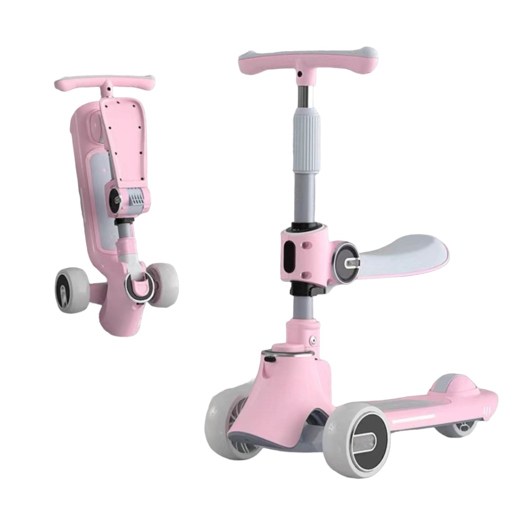 SCOOTER LUBABYCAS 3 RUEDAS 2 EN 1 ÚLTRA RESISTENTE ROSADO - 1