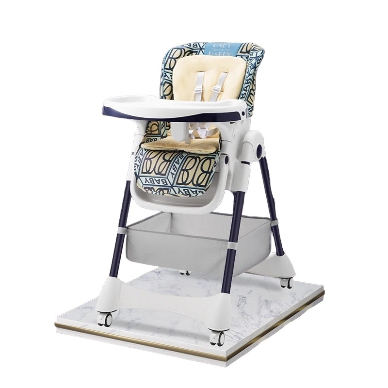 SILLA COMER LUBABYCAS MULTIPOSICIONES CON RUEDAS MIX AZUL - 1
